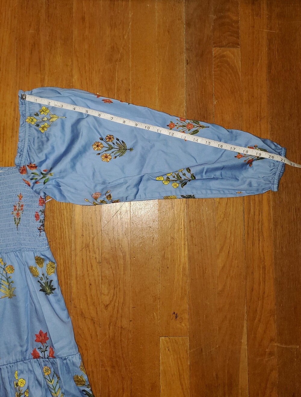 Sachin + Babi For Dillards Blue Daria Floral Dress with Bishop Sleeves - Picture 12 of 14